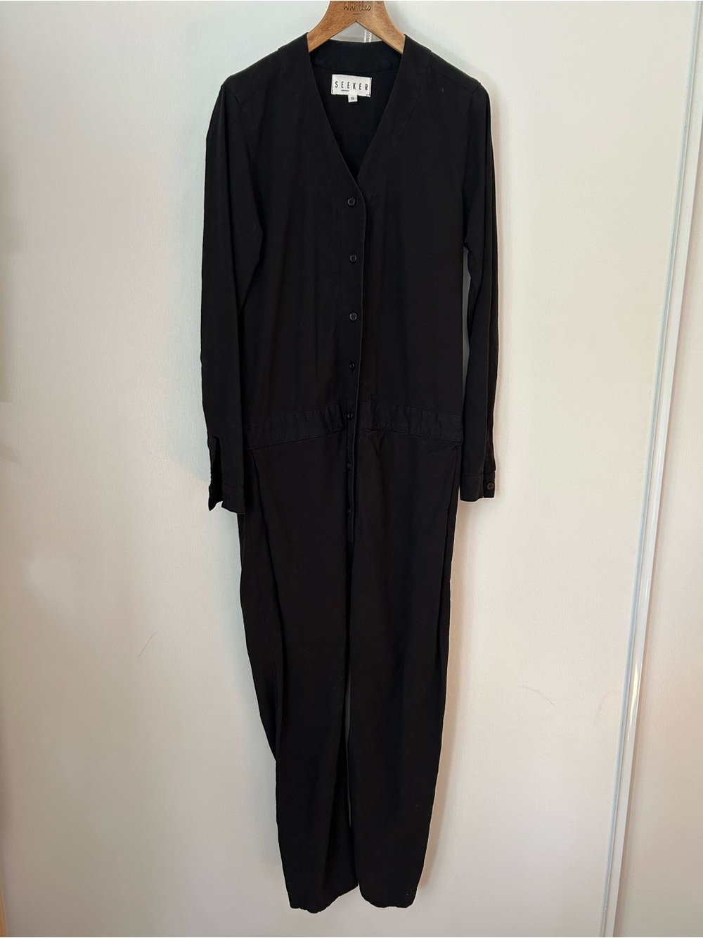 Black Long-Sleeve Utility Jumpsuit